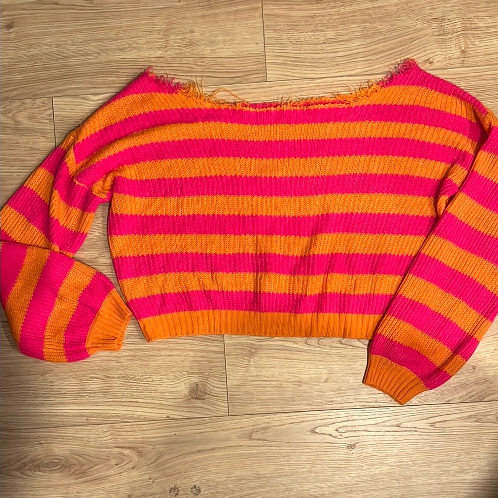 Colorful Striped Off the Shoulder Sweater